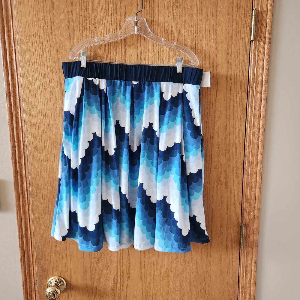 LuLaRoe Blue Smocked Skater Skirt Knee-Length